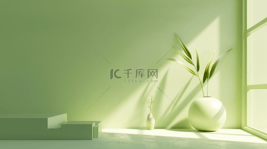 极简风格风格背景图片_浅绿色极简主义室内设计背景