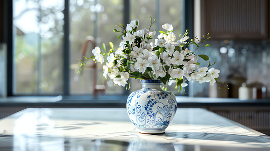 花瓶花纹花朵装饰摄影照片