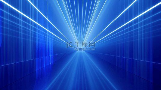商务背景图片_蓝色空间光线光束走廊射线的背景