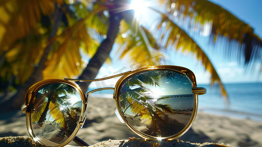 海南沙滩太阳镜的摄影摄影图
