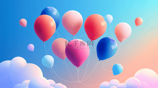 一束热气球背景图片_空中的彩色氢气球背景