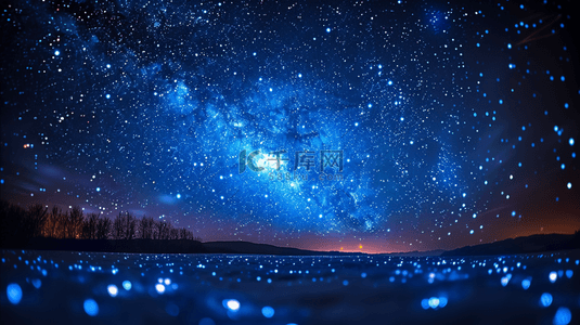 星星夜空星星背景图片_海边蓝色夜空的星光闪闪的天河背景