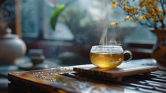 茶具摄影照片_中式精致茶水茶具的摄影照片