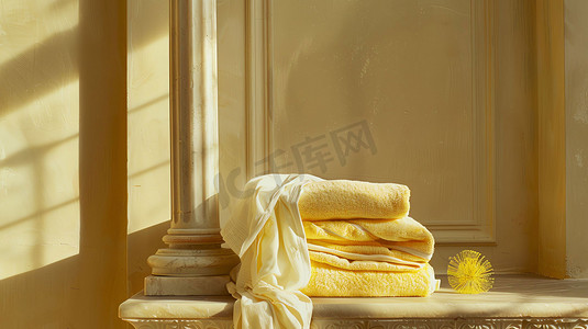室内桌子毛巾阳光摄影照片
