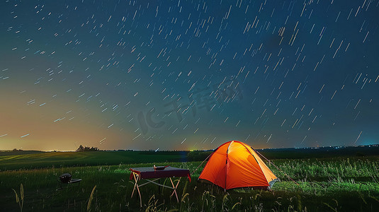 星空野外帐篷露营摄影照片
