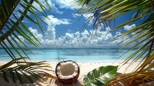 风景摄影照片_沙滩树木椰子的摄影摄影照片