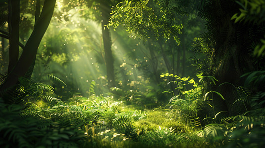 植物树叶纹理摄影照片_阳光照射森林树叶的摄影摄影照片