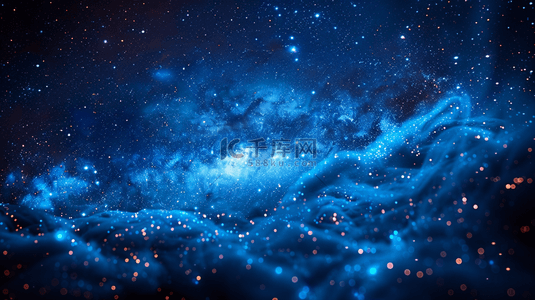 水面背景背景图片_海边蓝色夜空的星光闪闪的天河背景