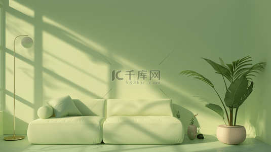 极简风格背景图片_浅绿色极简主义室内设计背景