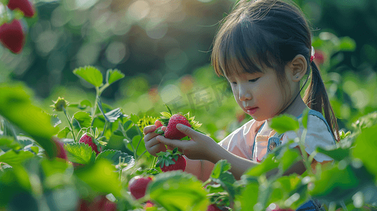 采摘草莓的儿童摄影9