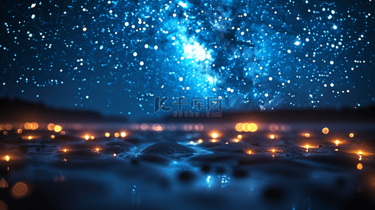 海边夜晚背景图片_海边蓝色夜空的星光闪闪的天河背景