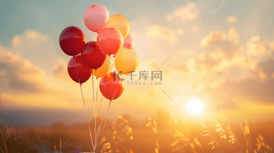 气球束背景图片_空中的彩色氢气球背景