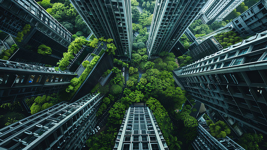 城市摄影照片_城市绿植视角壮观摄影照片