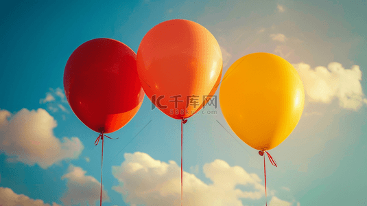 空中的彩色氢气球背景