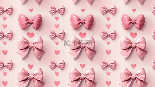 心和心背景图片_蝴蝶结和心形浅粉色设计