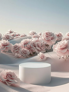 粉色花朵背景图背景图片_花朵母亲节电商展台背景图