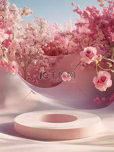 背景图花朵粉色背景图片_花朵母亲节电商展台背景图