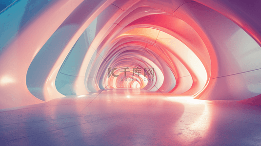 通道空间背景图片_彩色未来感科技隧道背景