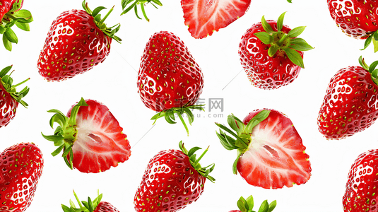 活泼背景图片_草莓图案白色背景4