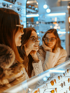眼镜店检测视力的年轻女性