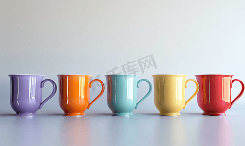 不同种类的颜色不同的杯子的剪贴视图Name