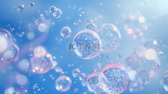 彩色漂浮背景图片_蓝天下漂浮的泡泡背景
