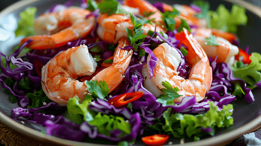 鲜虾紫甘蓝蔬菜沙拉4