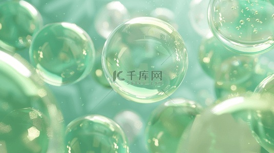 清新绿色气泡泡沫的背景