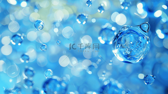晶莹剔透的糖背景图片_蓝色场景晶莹剔透生物科技水珠的背景