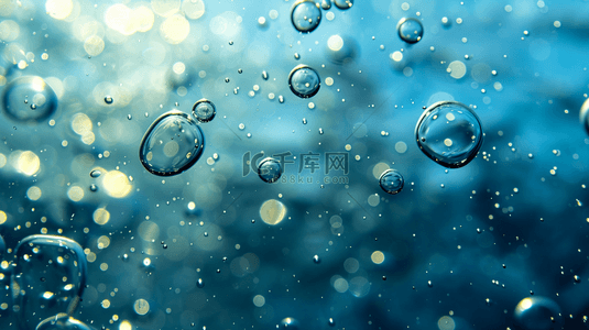 的气泡背景图片_蓝色场景水晶气泡泡沫的背景