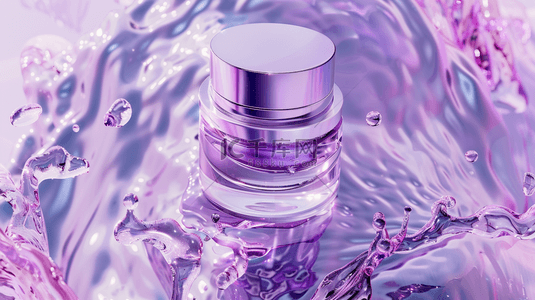 紫色浪漫瓶装护肤品的背景