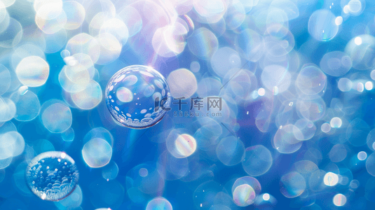 波普风气泡背景图片_蓝色场景水晶气泡泡沫的背景