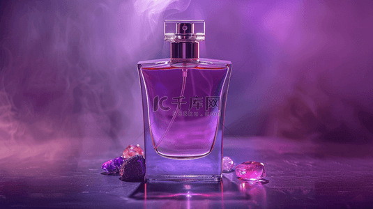 唯美香水背景图片_紫色女性浪漫香水瓶装广告拍摄的背景