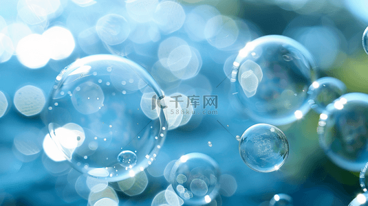 蓝色场景水晶气泡泡沫的背景