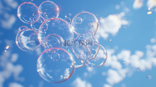 蓝天白云ai背景图片_蓝天下漂浮的泡泡背景