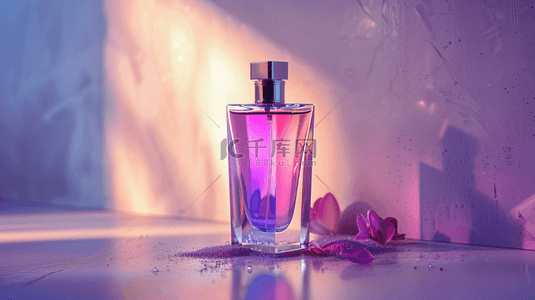 女性浪漫背景背景图片_紫色女性浪漫香水瓶装广告拍摄的背景