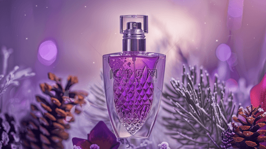 香水背景图片_紫色女性浪漫香水瓶装广告拍摄的背景