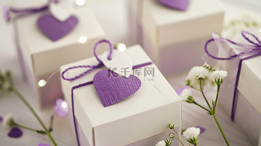 花朵背景紫色背景图片_可爱礼物盒浪漫背景