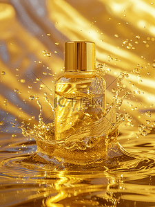 金黄色水珠抛洒场景香水拍摄的背景