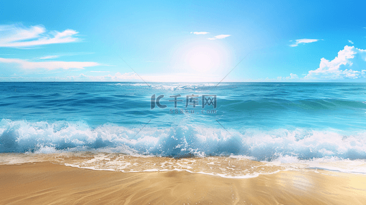 夏日背景图片_清晨的海岸沙滩背景
