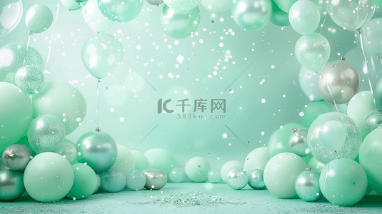 绿色气球清新浪漫背景