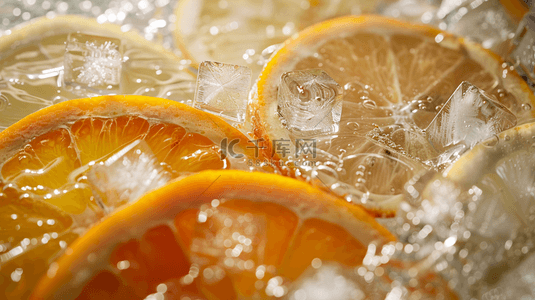 清爽柠檬背景图片_夏季清爽柠檬冰块饮料的背景