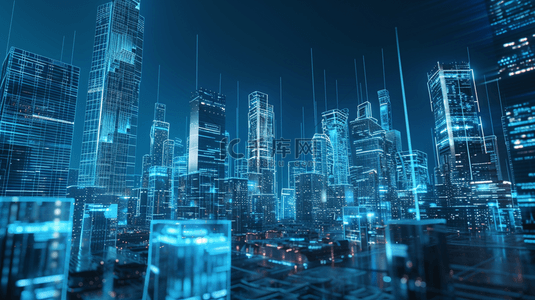 科技感背景图片_未来科技感城市模型背景