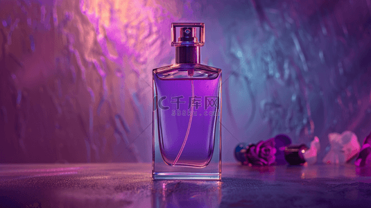 女性浪漫背景背景图片_紫色女性浪漫香水瓶装广告拍摄的背景