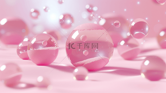 晶背景图片_3D粉色地板上的透明晶球背景