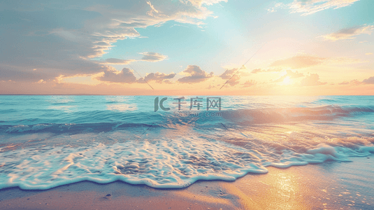 黎明太阳背景图片_清晨的海岸沙滩背景