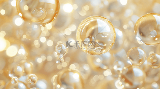 金黄色质感背景图片_金黄色气泡泡沫晶莹剔透的背景