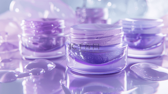 产品护肤品背景图片_紫色浪漫瓶装护肤品的背景