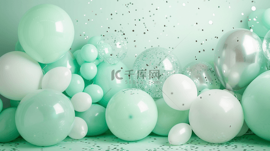 泡泡绿色背景图片_绿色气球清新浪漫背景