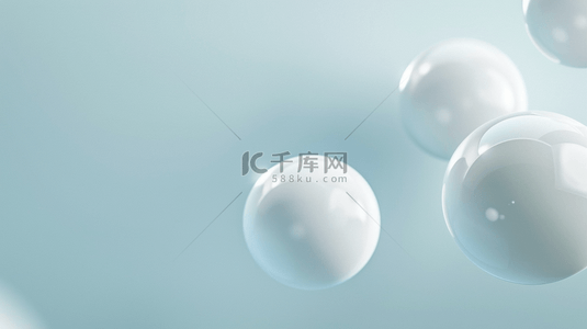 白色球球背景图片_蓝绿底色上的几个白色圆球背景